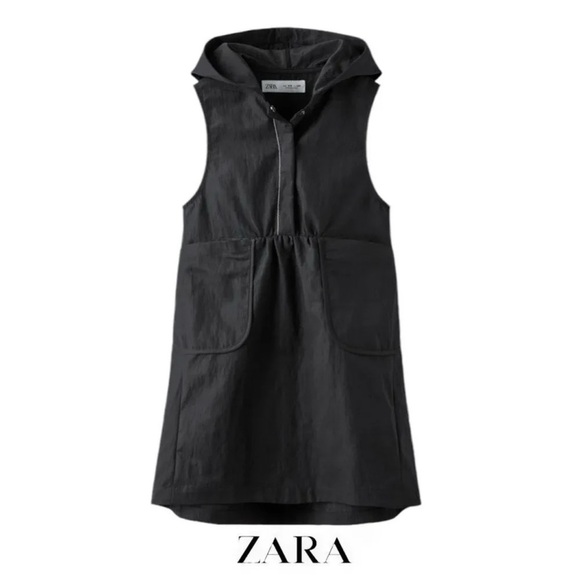 ZARA Kids | Black | TECHNICAL HOODED DRESS - Picture 1 of 7